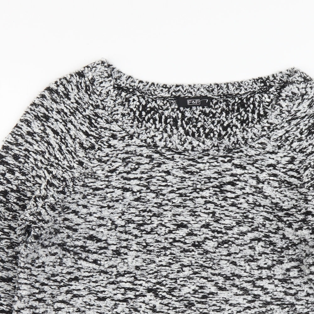 F&F Womens Black Round Neck Acrylic Pullover Jumper Size 10