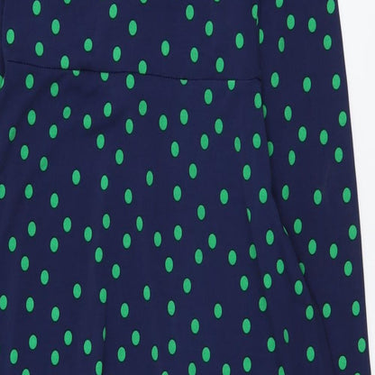 ASOS Womens Blue Polka Dot Polyester A-Line Size 10 V-Neck Pullover - Knot Front