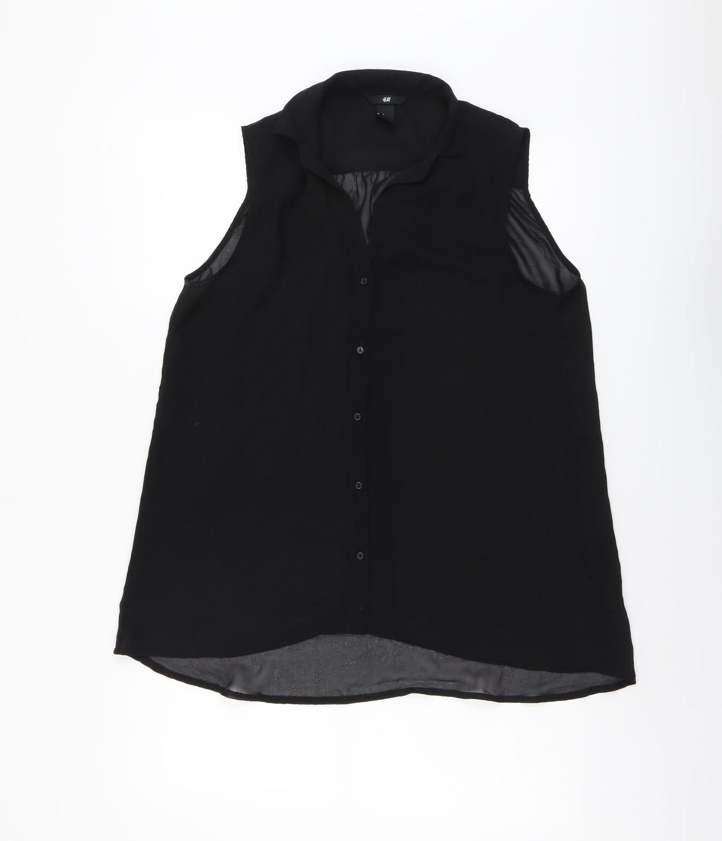 Womens UK Size XL H&M Black Basic Button-Up