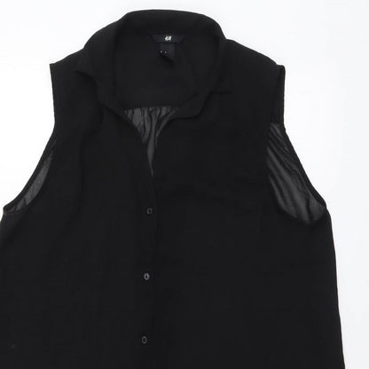 Womens UK Size XL H&M Black Basic Button-Up