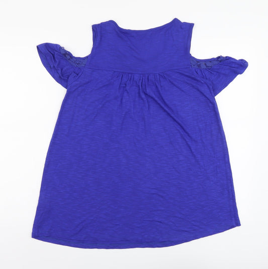 Bonmarché Womens Blue Viscose Basic Blouse Size 10 Scoop Neck