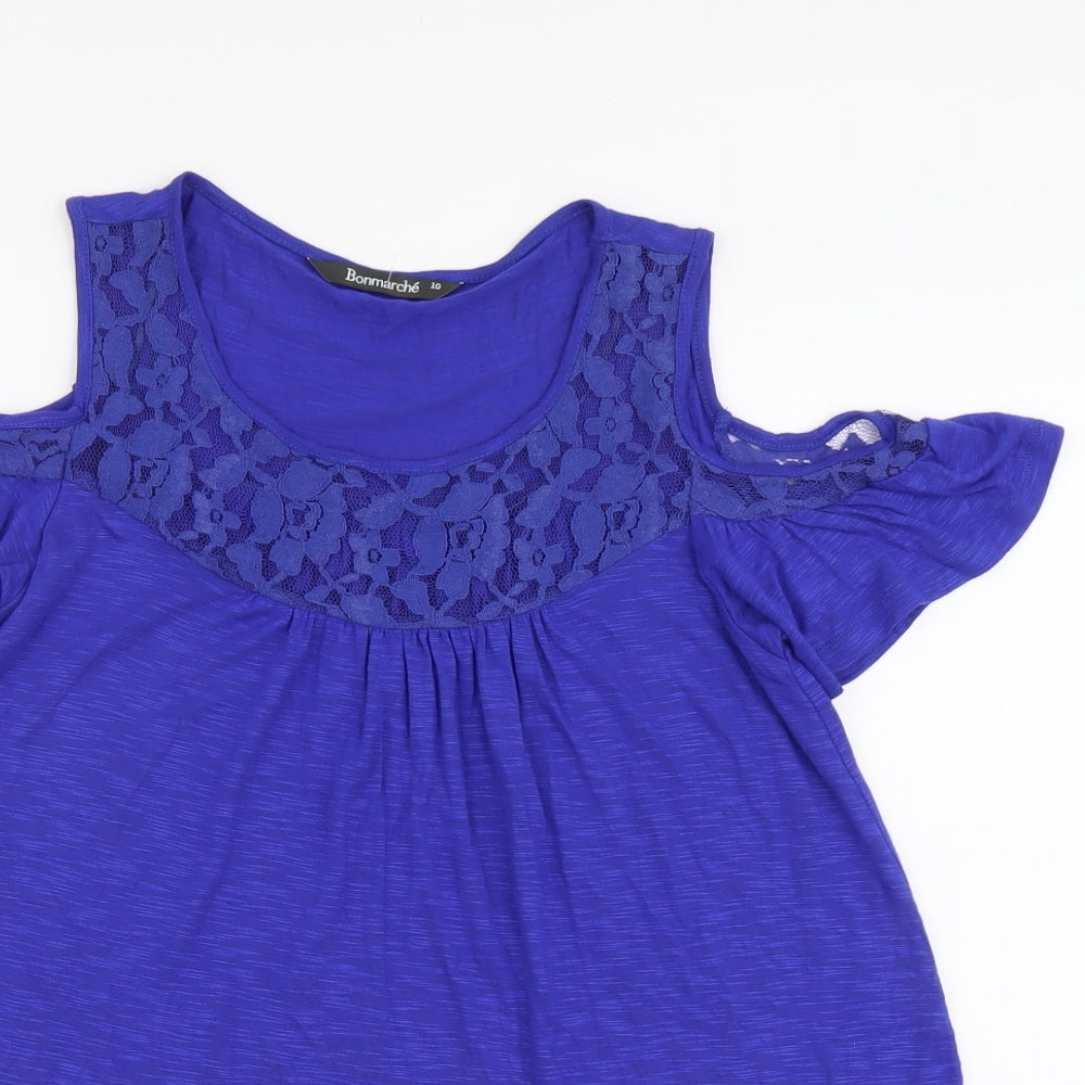 Womens UK Size 10 Bonmarché Blue Basic Blouse