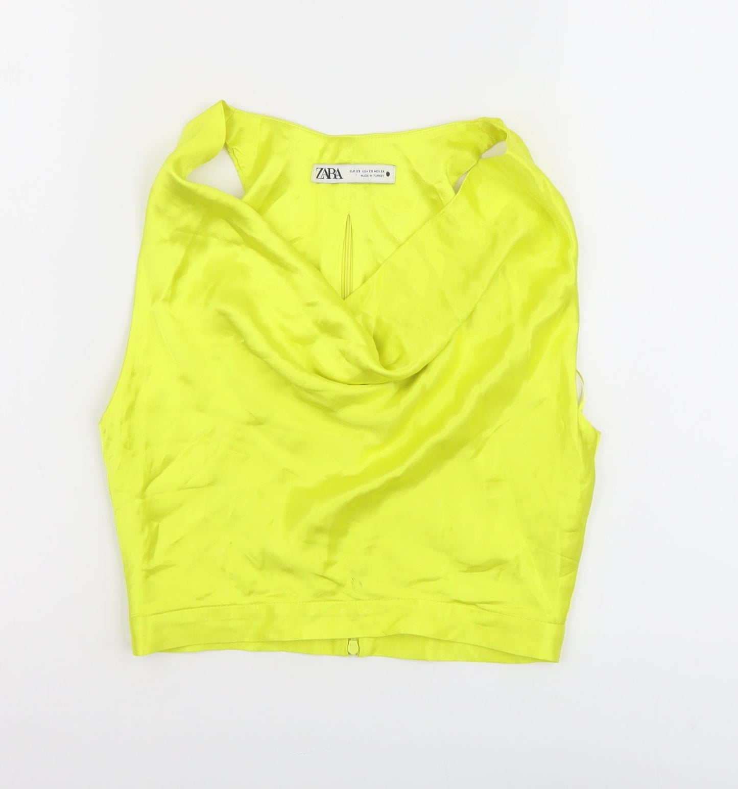 Womens UK Size XS Zara Yellow Cropped Blouse