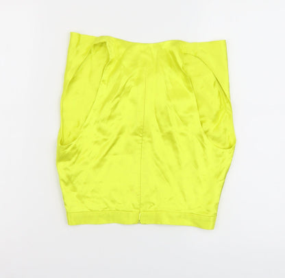 Womens UK Size XS Zara Yellow Cropped Blouse