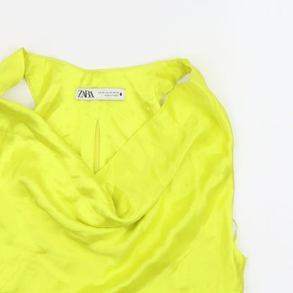 Womens UK Size XS Zara Yellow Cropped Blouse
