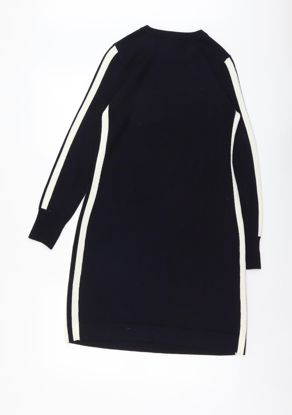 Back view of Vince Camuto women’s blue acrylic shift, size XS, round neck pullover