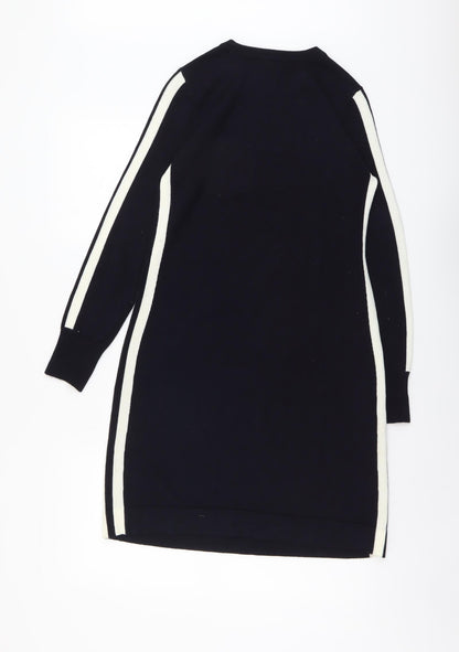 Back view of Vince Camuto women’s blue acrylic shift, size XS, round neck pullover