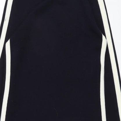 Close-up detail of Vince Camuto women’s blue acrylic shift, size XS, round neck pullover