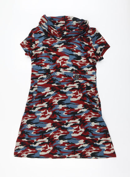 Tenki Womens Multicoloured Camouflage Acrylic A-Line Size XL Roll Neck Pullover