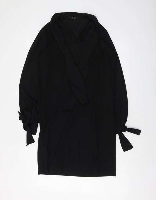 NEXT Womens Black Polyester Shirt Dress Size 8 Collared Pullover