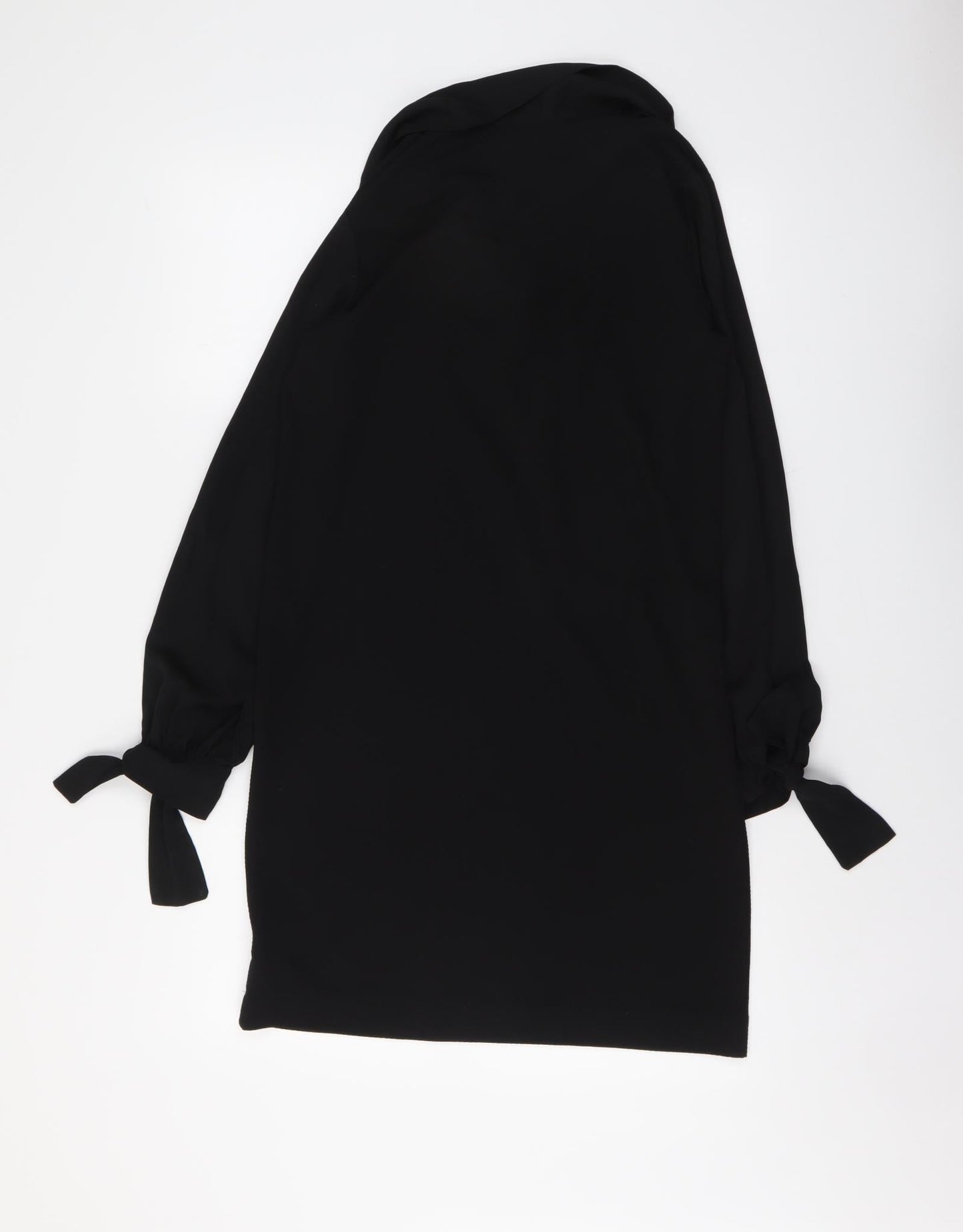 NEXT Womens Black Polyester Shirt Dress Size 8 Collared Pullover