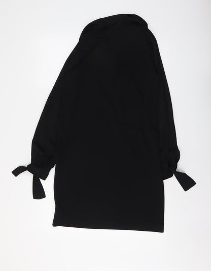 NEXT Womens Black Polyester Shirt Dress Size 8 Collared Pullover