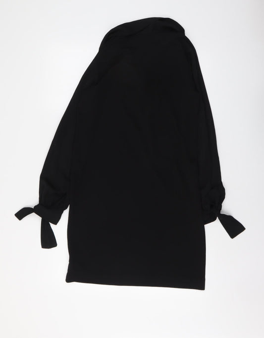 NEXT Womens Black Polyester Shirt Dress Size 8 Collared Pullover