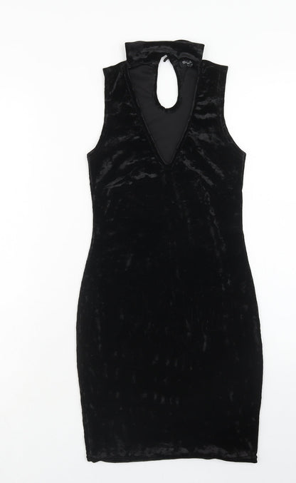 Select Womens Black Polyester Tank Dress Size 6 V-Neck Button