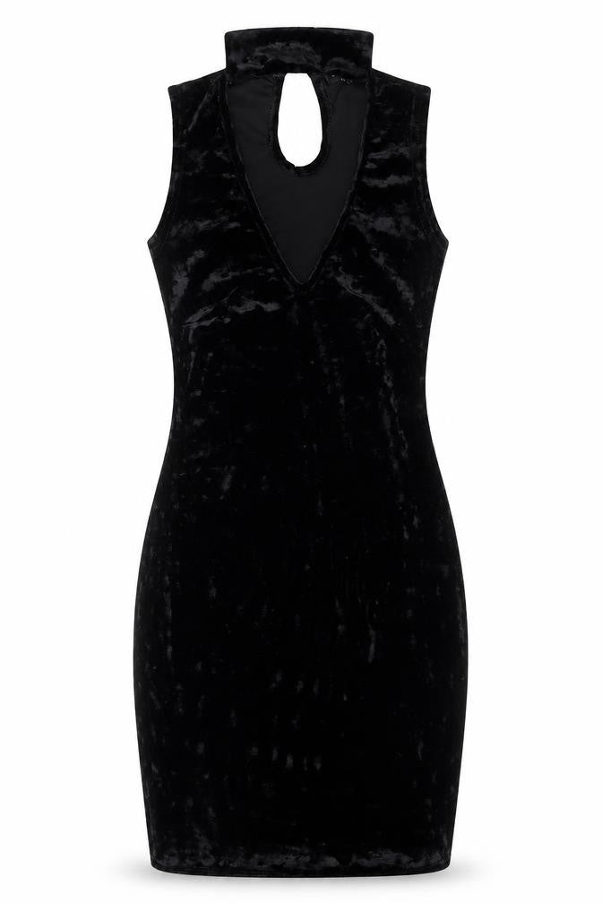 Select Womens Black Polyester Tank Dress Size 6 V-Neck Button