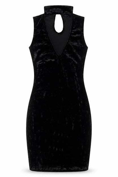 Select Womens Black Polyester Tank Dress Size 6 V-Neck Button
