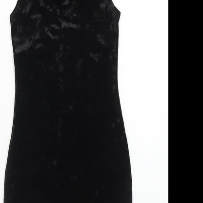 Select Womens Black Polyester Tank Dress Size 6 V-Neck Button