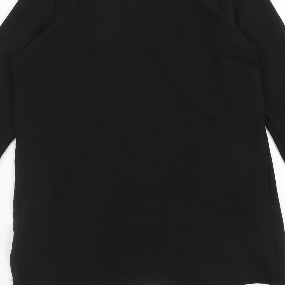 Womens UK Size M New Look Black Wrap T-Shirt