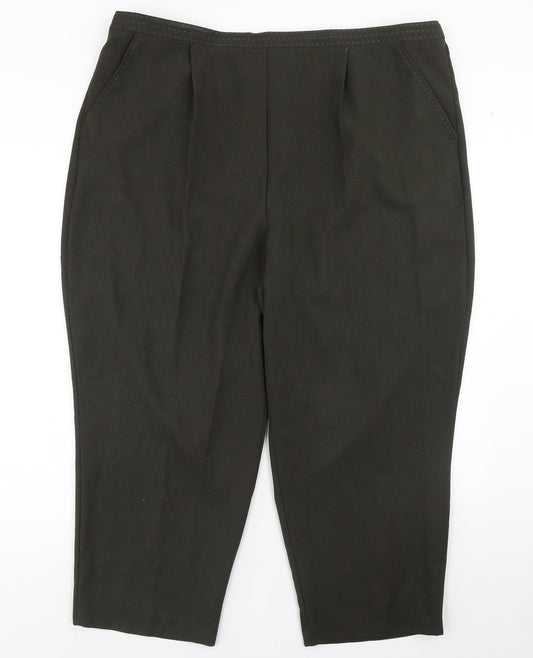 Bonmarché Womens Green Polyester Cropped Trousers Size 24 Regular