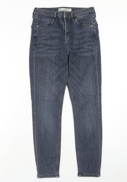 Topshop Womens Blue Cotton Skinny Jeans Size 28 L30 in Regular Zip