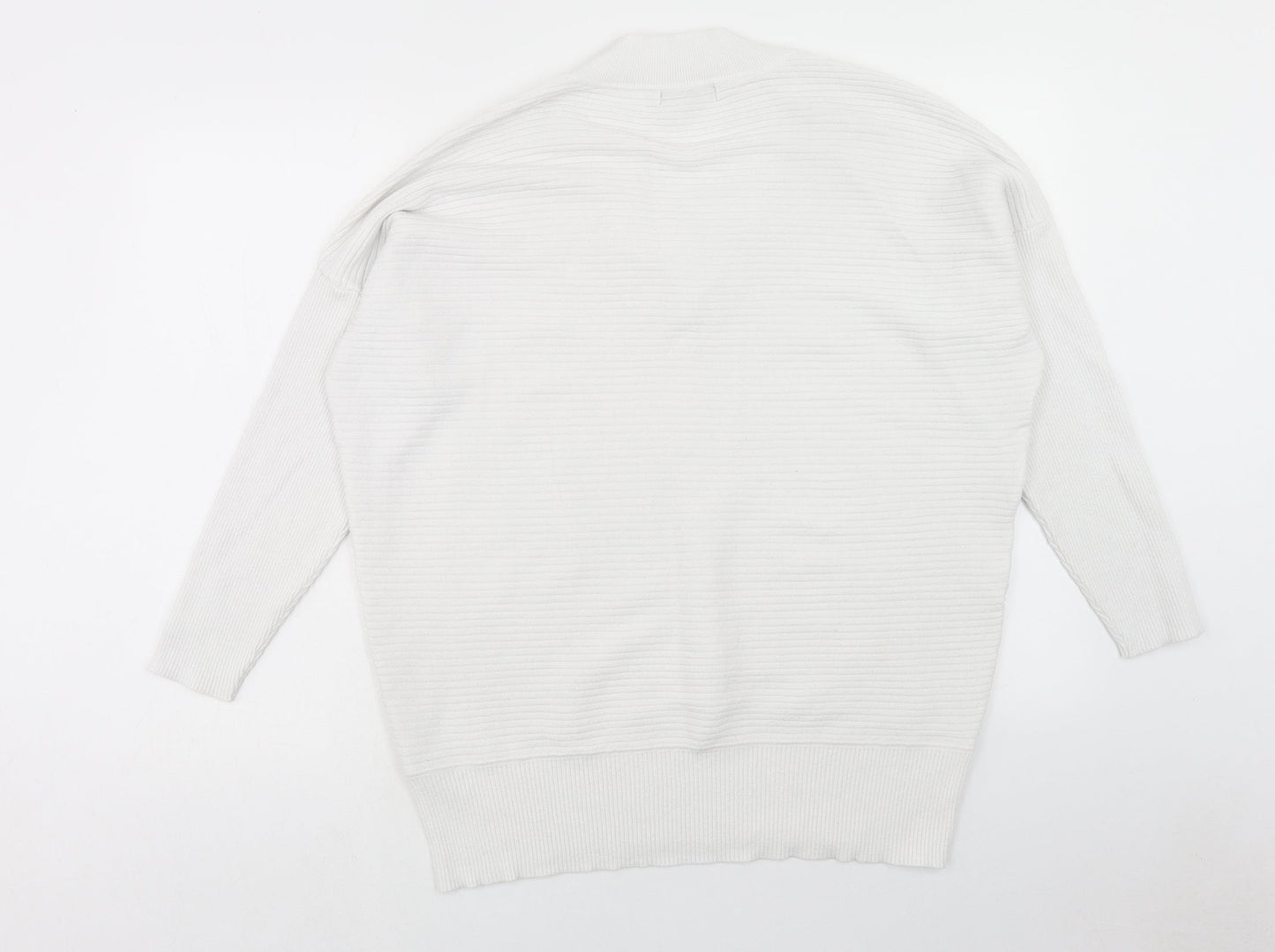 F&F Womens White V-Neck Viscose Pullover Jumper Size 16