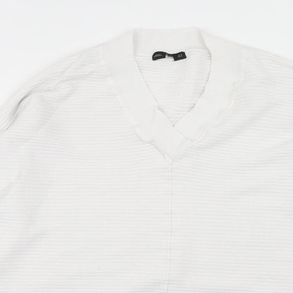 F&F Womens White V-Neck Viscose Pullover Jumper Size 16