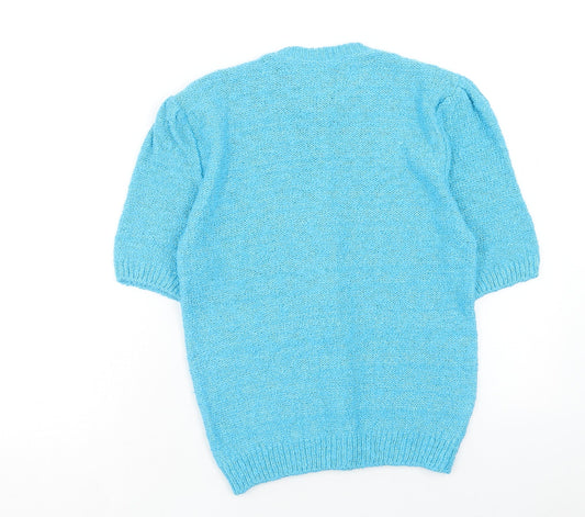 BHS Womens Blue Round Neck Acrylic Cardigan Jumper Size 14