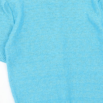 BHS Womens Blue Round Neck Acrylic Cardigan Jumper Size 14