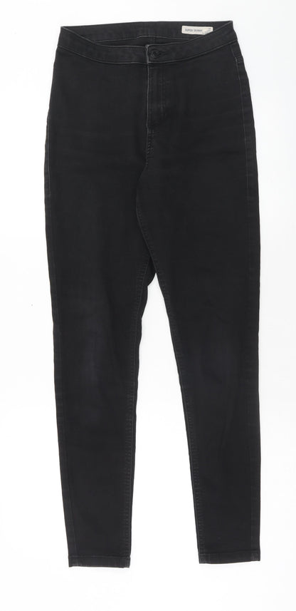 Marks and Spencer Womens Black Cotton Skinny Jeans Size 10 Regular Zip