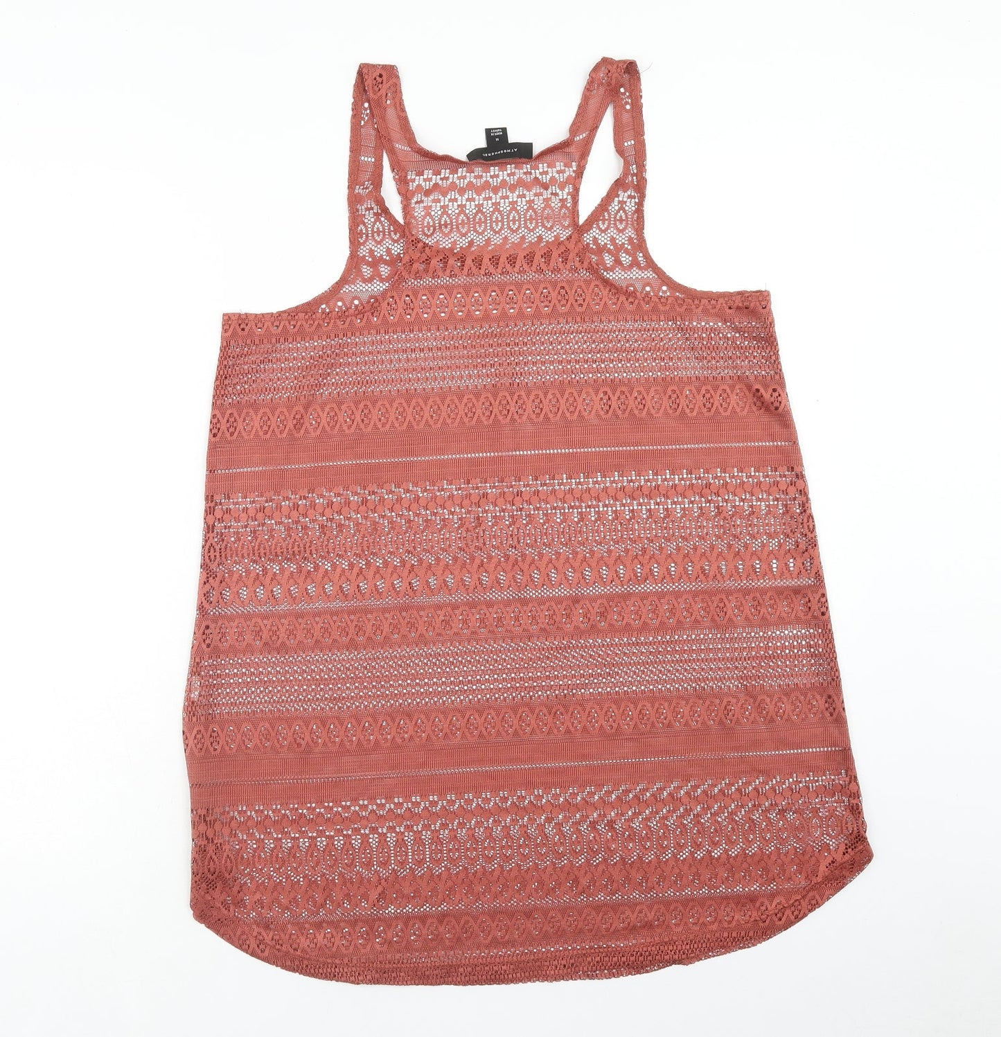 Atmosphere Womens Pink Geometric Polyester Basic Tank Size M Scoop Neck