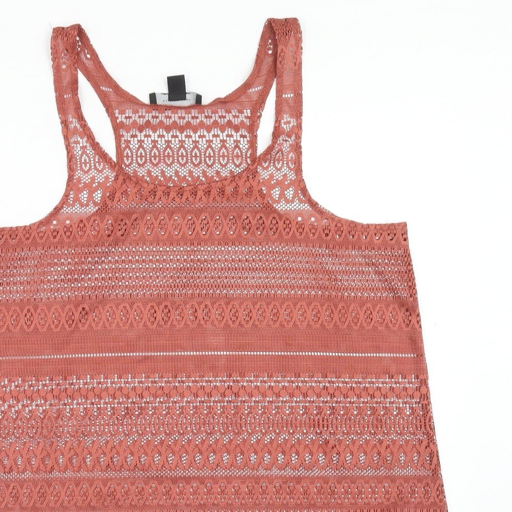 Atmosphere Womens Pink Geometric Polyester Basic Tank Size M Scoop Neck