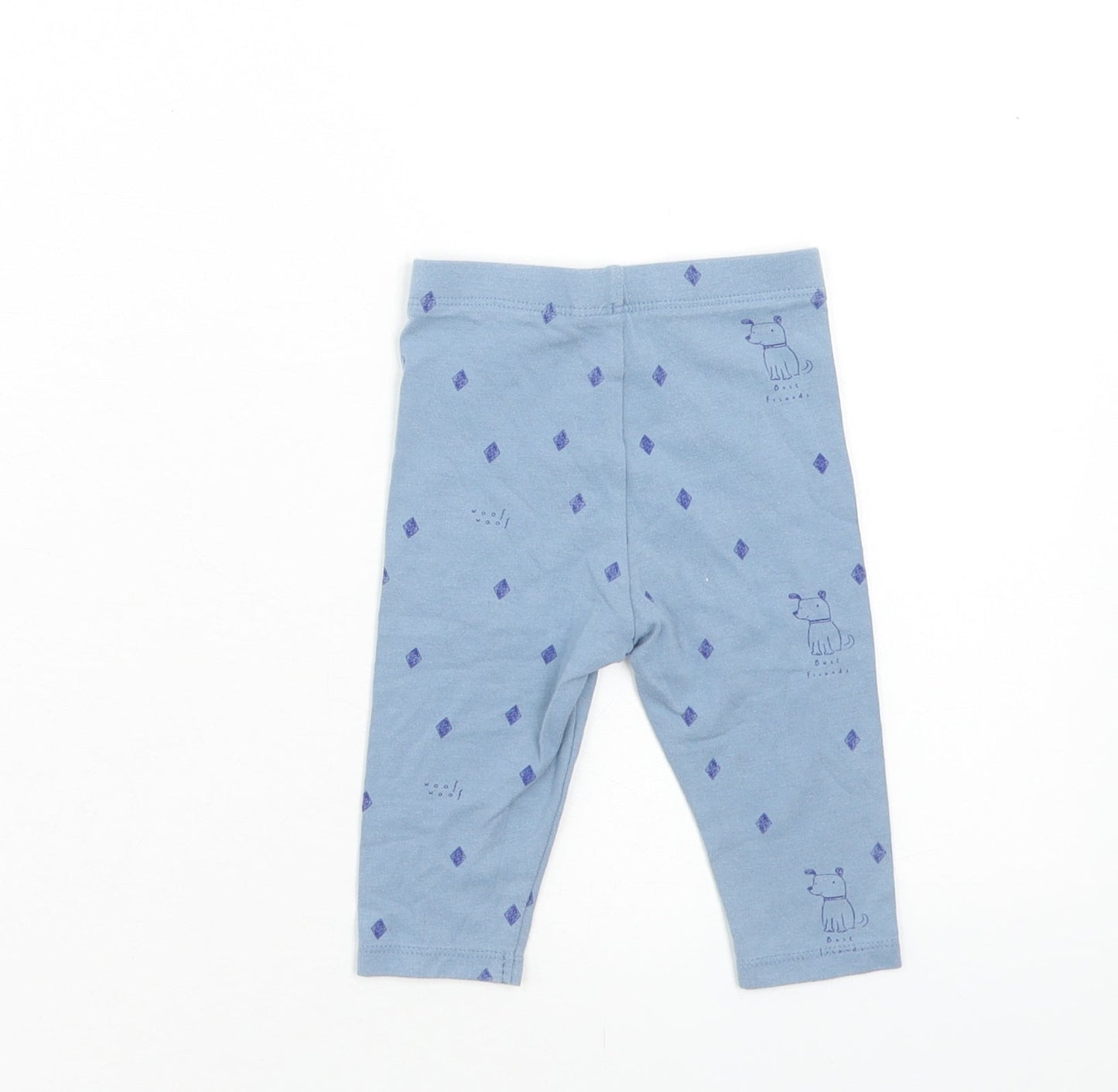 Marks and Spencer Girls Blue Cotton Jogger Leggings Size 3-6 Months Pullover - Dogs