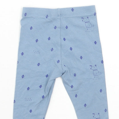 Marks and Spencer Girls Blue Cotton Jogger Leggings Size 3-6 Months Pullover - Dogs