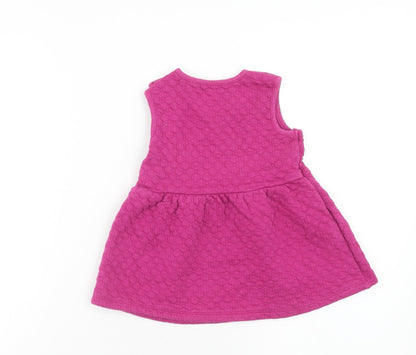 Nutmeg Girls Purple Cotton Skater Dress Size 9-12 Months Round Neck Button