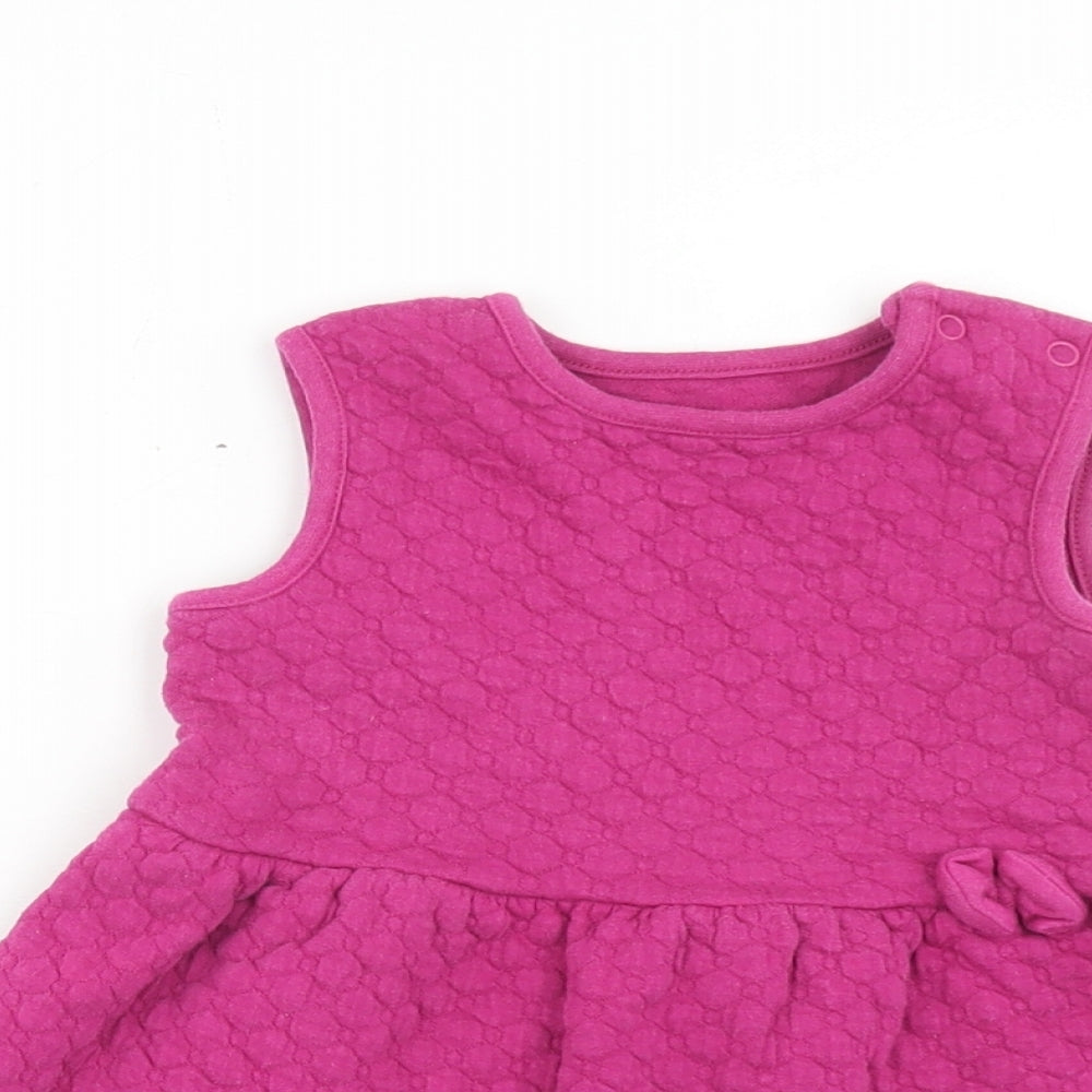Nutmeg Girls Purple Cotton Skater Dress Size 9-12 Months Round Neck Button