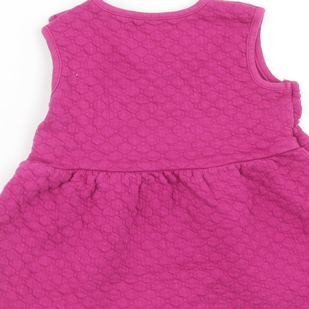 Nutmeg Girls Purple Cotton Skater Dress Size 9-12 Months Round Neck Button