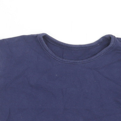 Marks and Spencer Girls Blue Cotton Basic T-Shirt Size 9-12 Months Round Neck Pullover