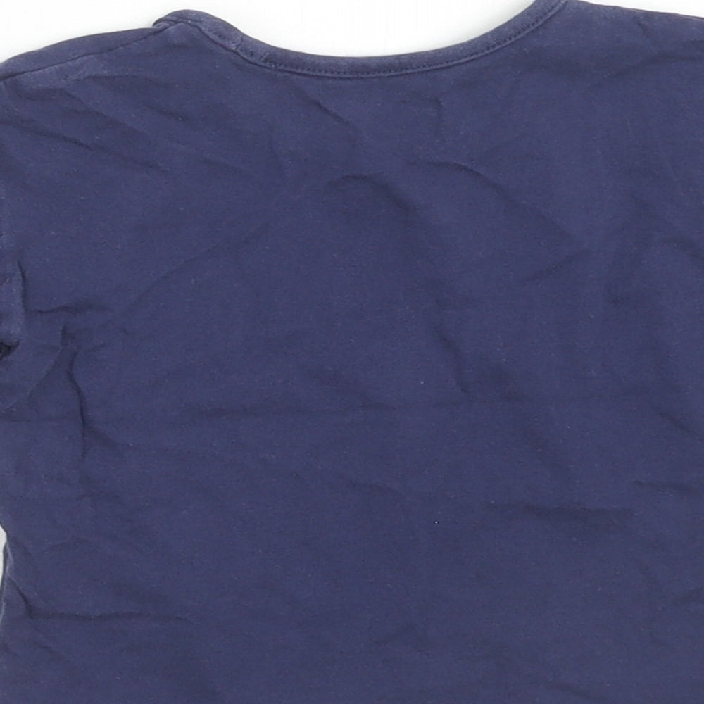 Marks and Spencer Girls Blue Cotton Basic T-Shirt Size 9-12 Months Round Neck Pullover