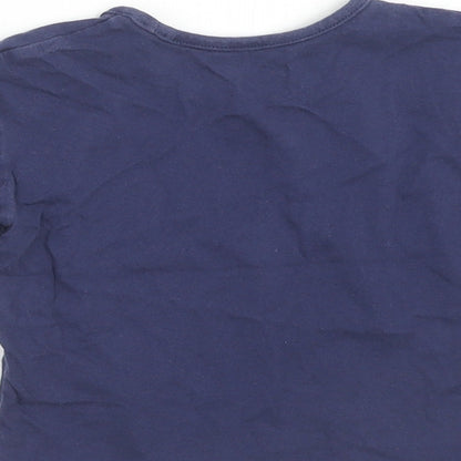 Marks and Spencer Girls Blue Cotton Basic T-Shirt Size 9-12 Months Round Neck Pullover