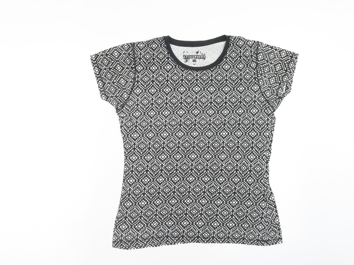 Womens UK Size 12 Atmosphere Black Basic T-Shirt