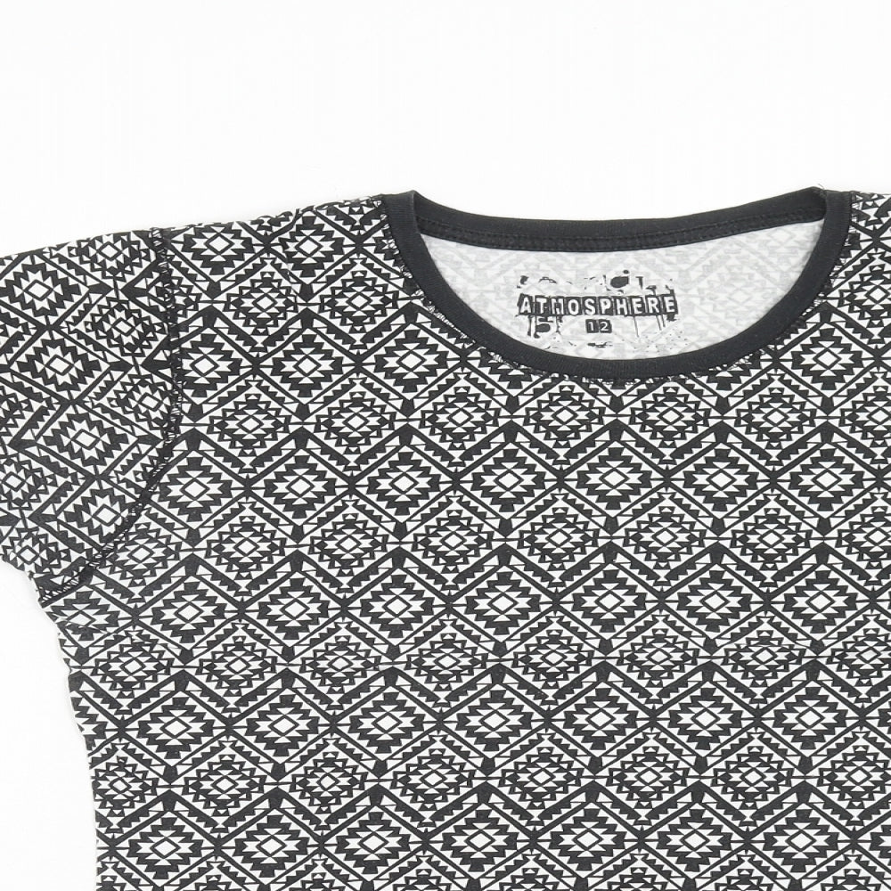 Womens UK Size 12 Atmosphere Black Basic T-Shirt