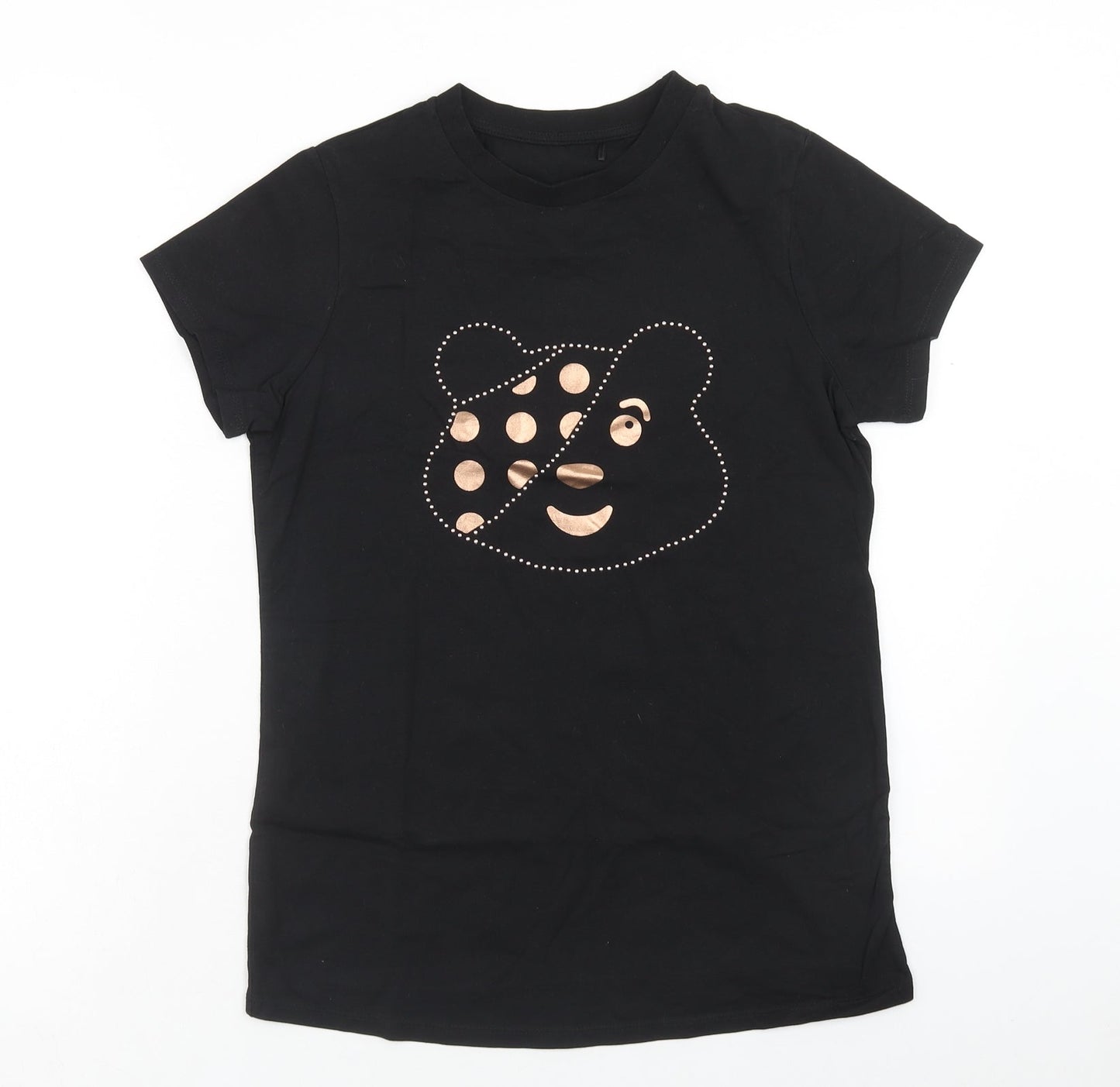 George Womens Black Cotton Basic T-Shirt Size 8 Scoop Neck - Pudsey