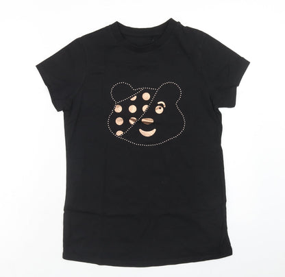 George Womens Black Cotton Basic T-Shirt Size 8 Scoop Neck - Pudsey