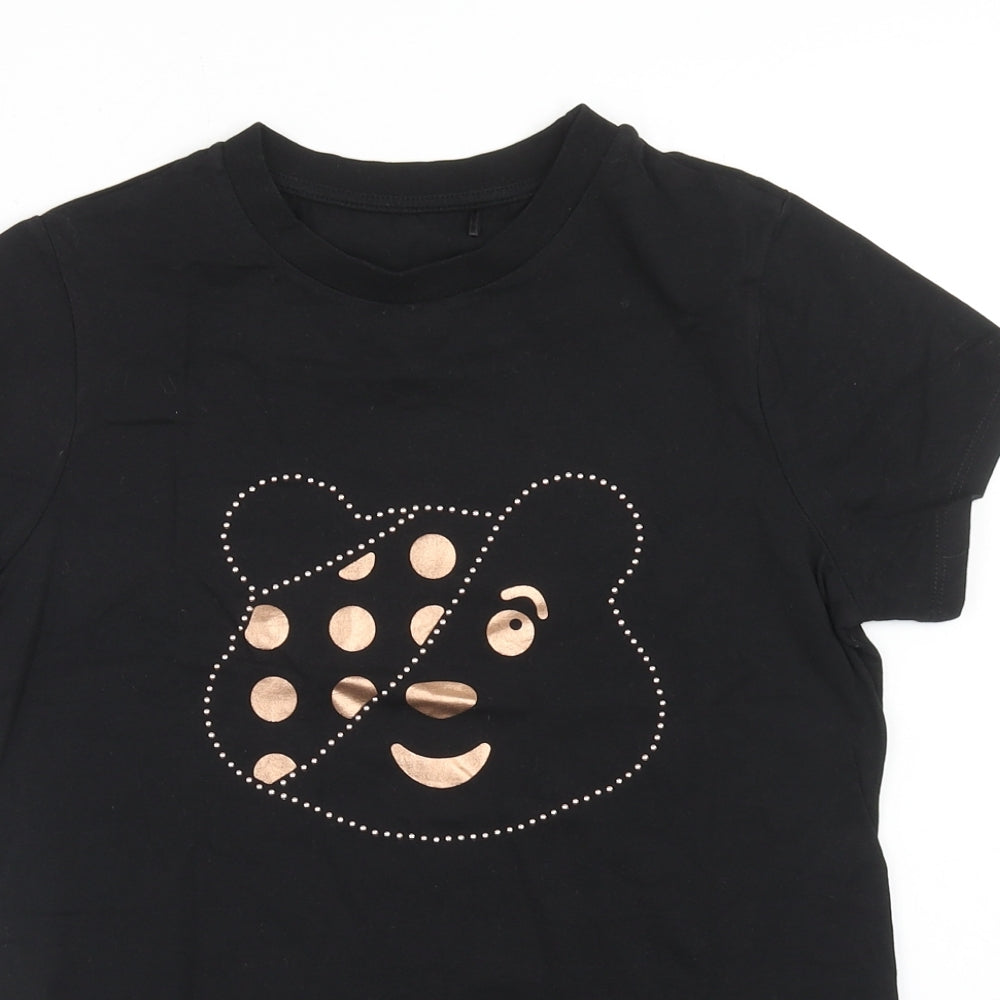 George Womens Black Cotton Basic T-Shirt Size 8 Scoop Neck - Pudsey