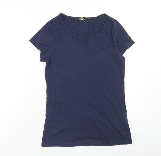 Originals Womens Blue Cotton Basic T-Shirt Size 10 Scoop Neck