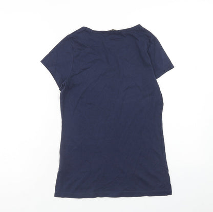 Womens UK Size 10 Originals Blue Basic T-Shirt
