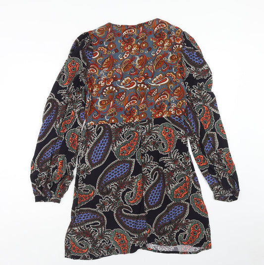 Nasty Gal Womens Multicoloured Geometric Viscose Shift Size 6 V-Neck Button