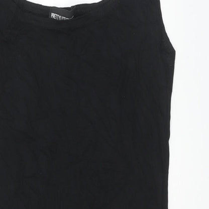 PRETTYLITTLETHING Womens Black Viscose Tank Dress Size 10 Scoop Neck Pullover