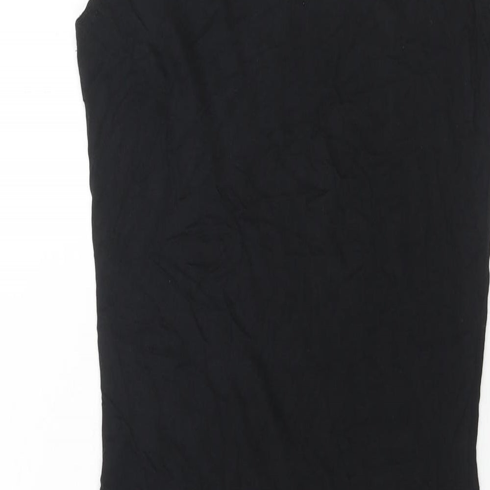 PRETTYLITTLETHING Womens Black Viscose Tank Dress Size 10 Scoop Neck Pullover