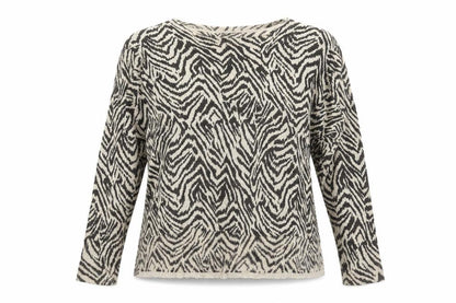 H&M Womens Brown Boat Neck Geometric Acrylic Pullover Jumper Size M